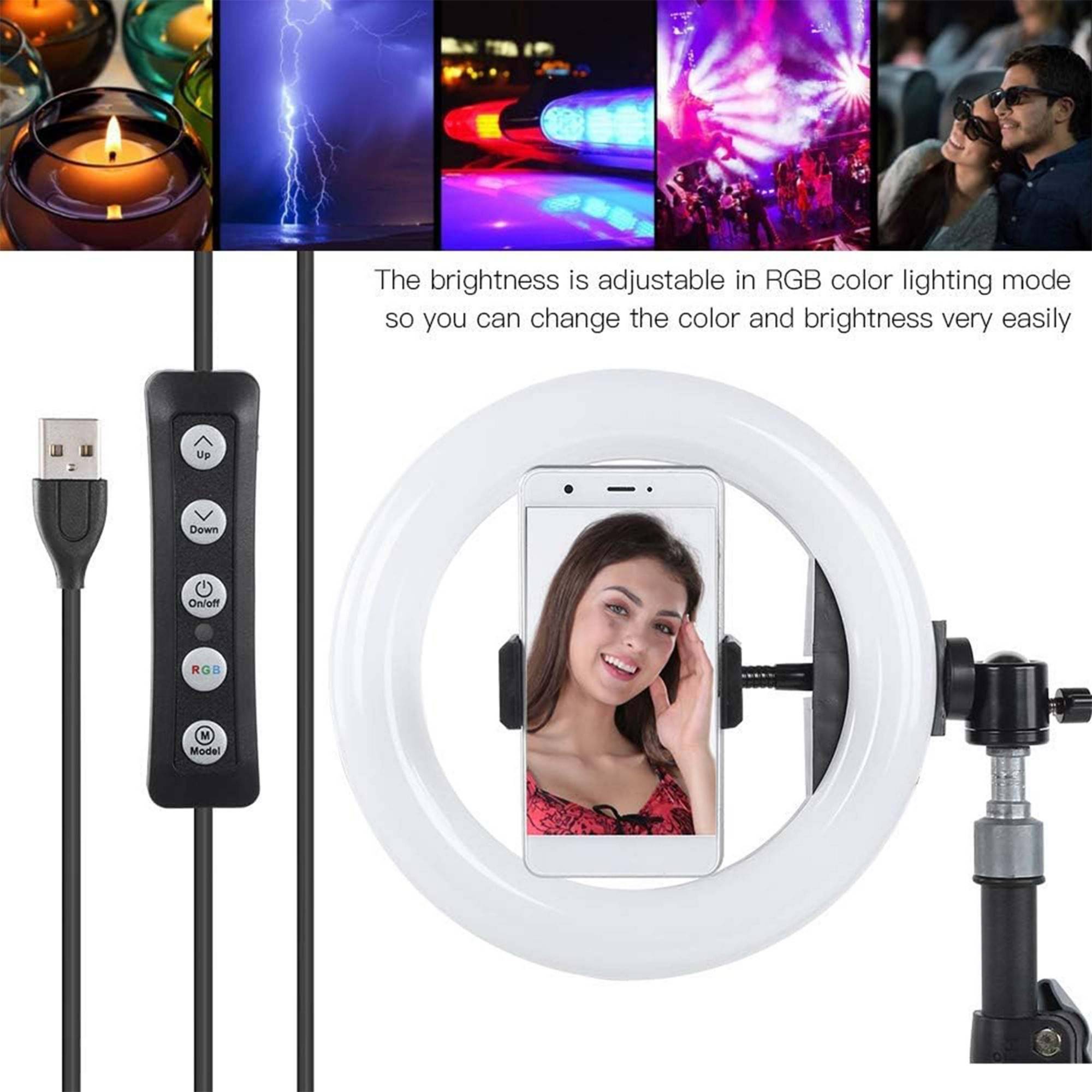 Luce Lampada Ad Anello Led Rgb Dimmerabile Selfie Webcam Youtube Fotografia-3