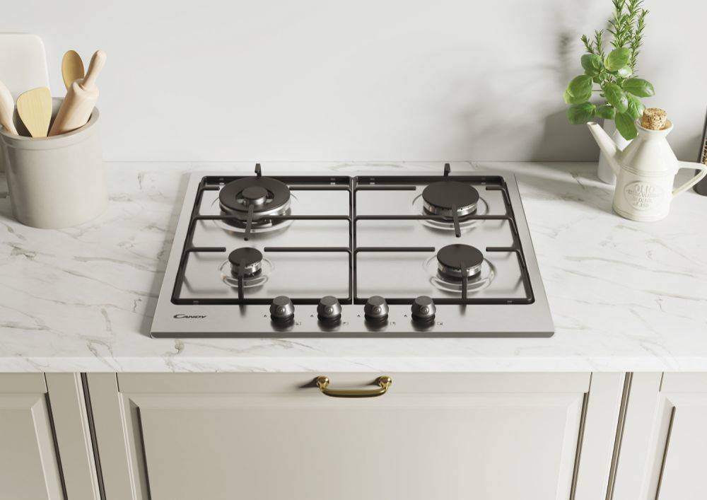 Candy Classic CHW6BR4WTX Acciaio inox Da incasso 59 cm Gas 4 Fornello(i)-1