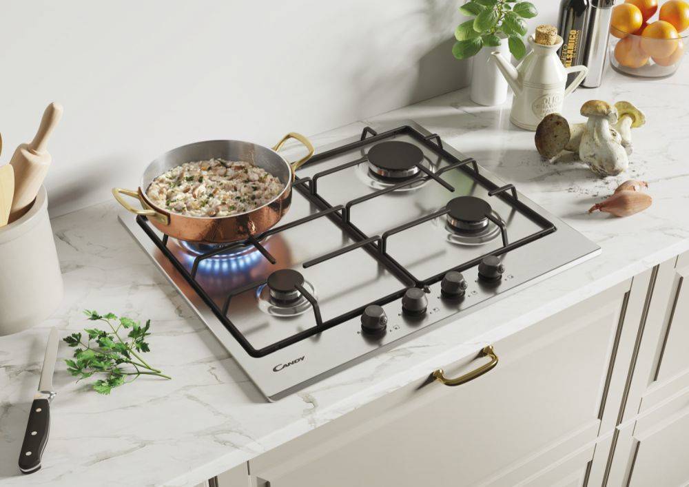 Candy Classic CHW6BR4WTX Acciaio inox Da incasso 59 cm Gas 4 Fornello(i)-2
