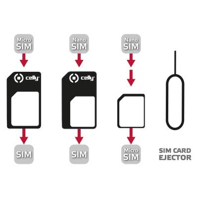CELLY KIT ADATTATORI UNIVERSALI DA MICRO SIM A SIM, DA NANO SIM A SIM CARD E DA NANO SIM A MICRO SIM-0
