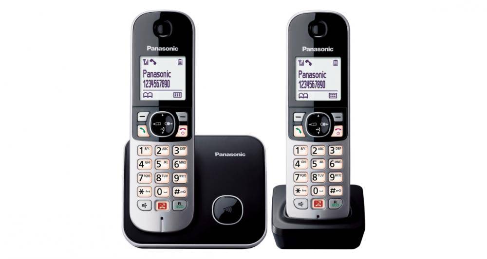 Panasonic kx-tg6852jtb duo cordless dect con identificatore di chiamata vivavoce nero/grigio-1