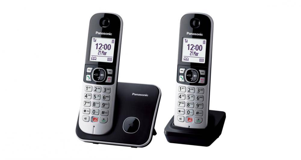 Panasonic kx-tg6852jtb duo cordless dect con identificatore di chiamata vivavoce nero/grigio-2