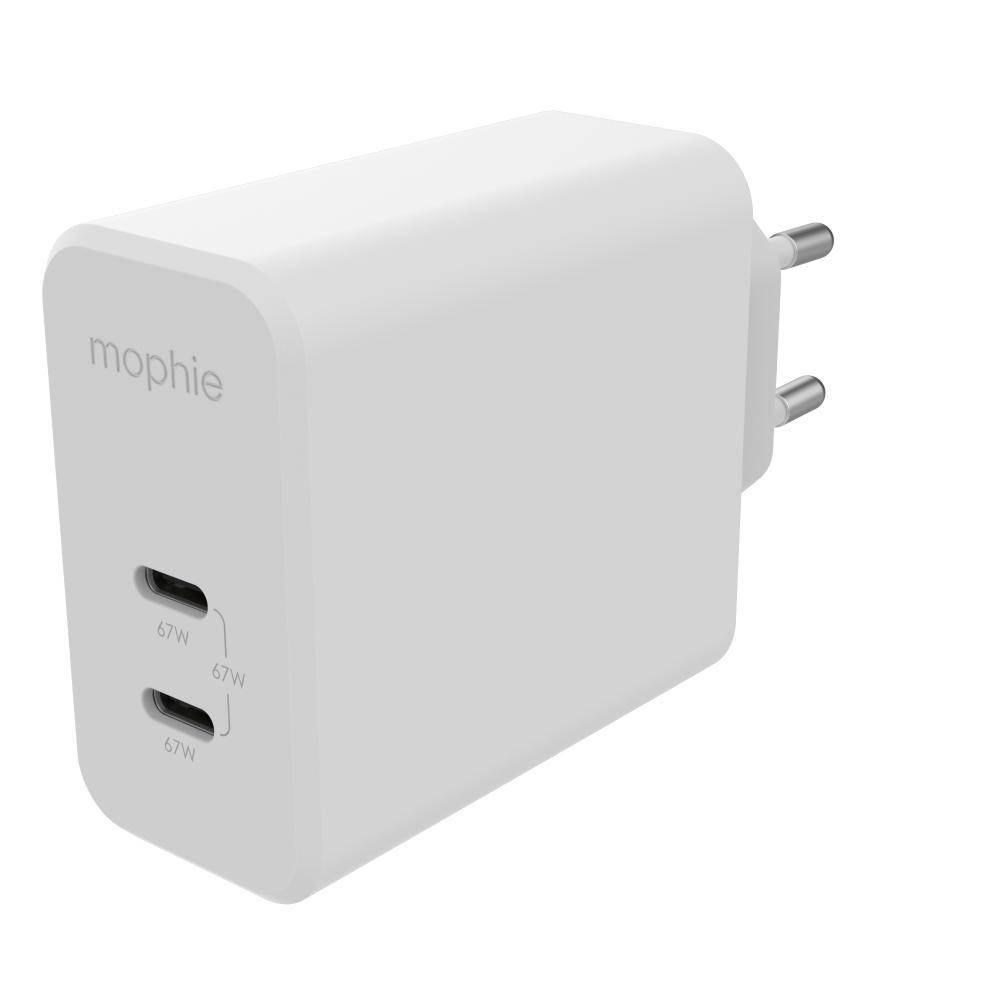 MOPHIE ACCESSORIES WALL ADAPTER USBC PD DUAL 67W GAN WHITE EU 2X-1