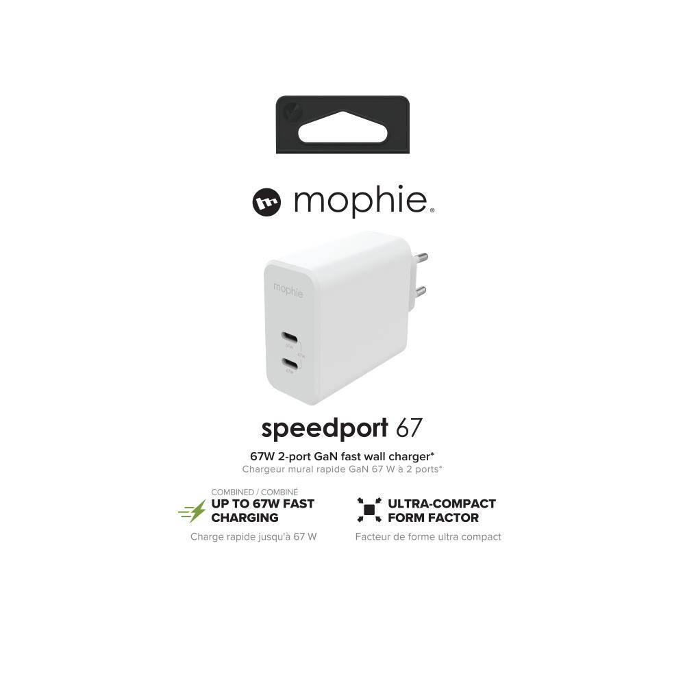 MOPHIE ACCESSORIES WALL ADAPTER USBC PD DUAL 67W GAN WHITE EU 2X-2