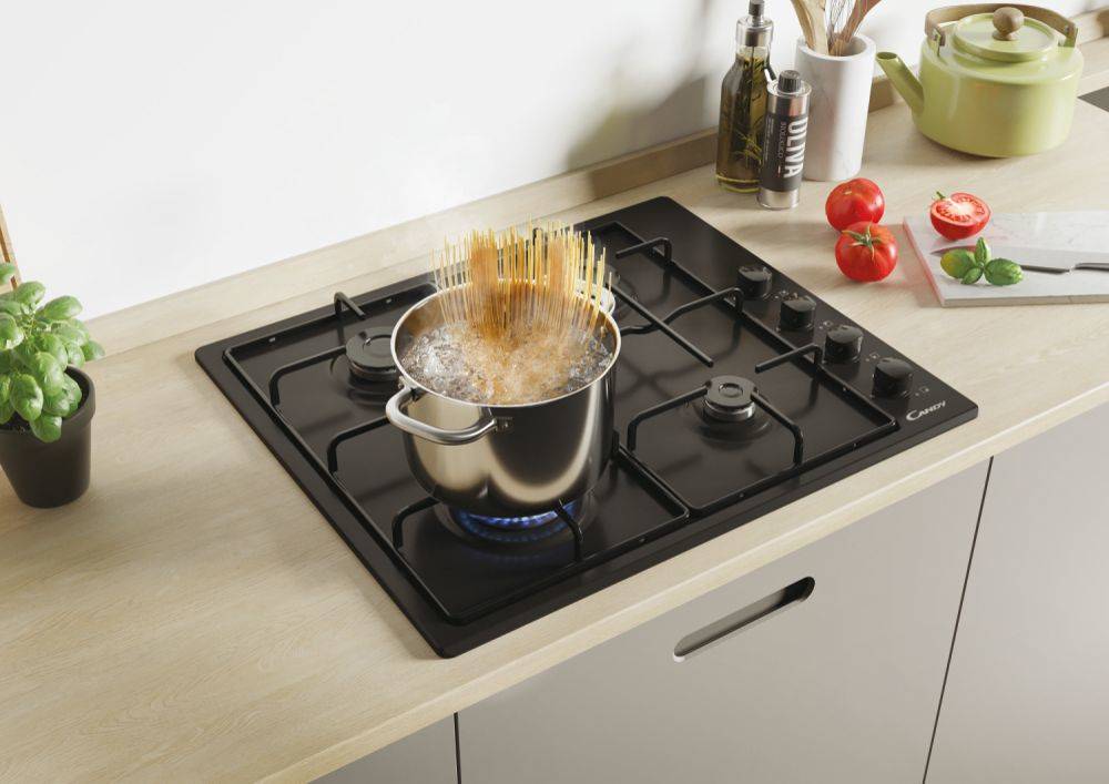 Candy Idea Piano Cottura CHW6LBB a Gas 4 Fuochi Gas Colore Nero-2