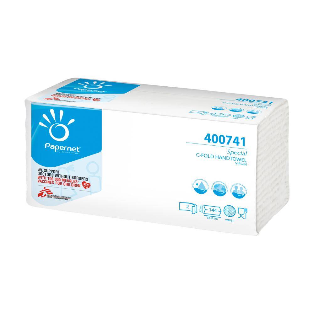 Asciugamani a C Papernet - 2 Veli - 144 Strappi - 400741 (Bianco Conf. 20)-2