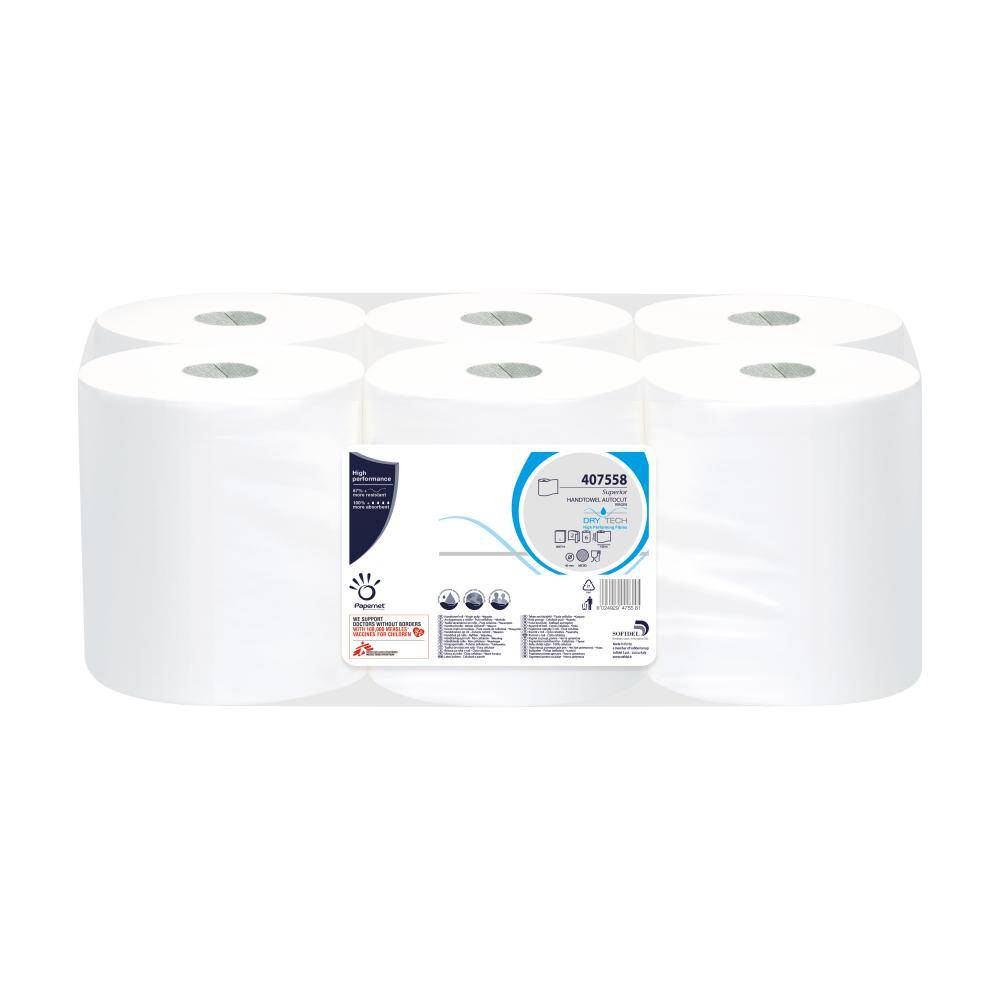 Bobina Asciugatutto DryTech Papernet - 2 Veli - Autocut - 407558 (Bianco Conf. 6)-2