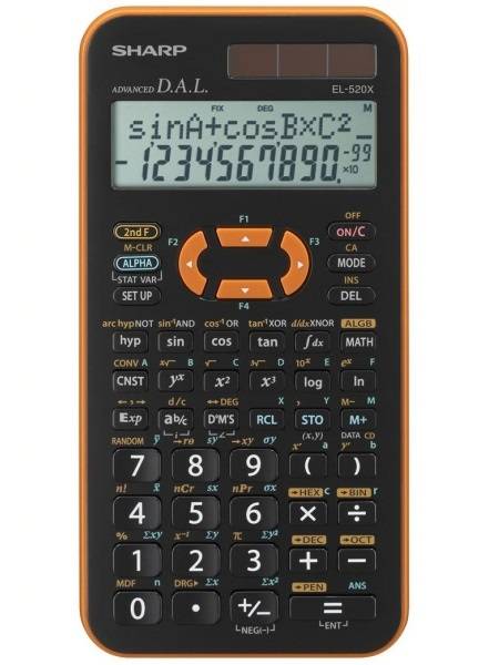 Sharp EL-520X calcolatrice Tasca Calcolatrice scientifica Nero, Arancione-0