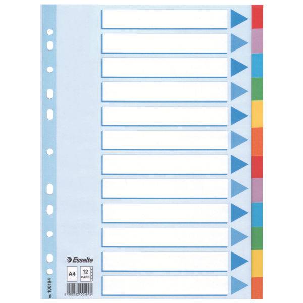 Esselte Multi-coloured Cardboard Dividers divisore 10 pz-2