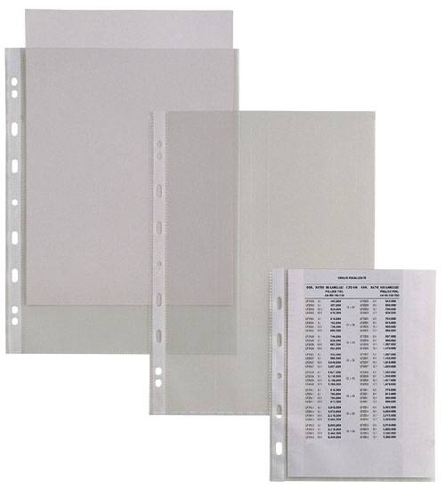 Busta a Perforazione Universale Atla 100 Sei Rota - 21x29,7 cm - Goffrata Medio Spessore - 662110 (Trasparente Conf. 25)-0