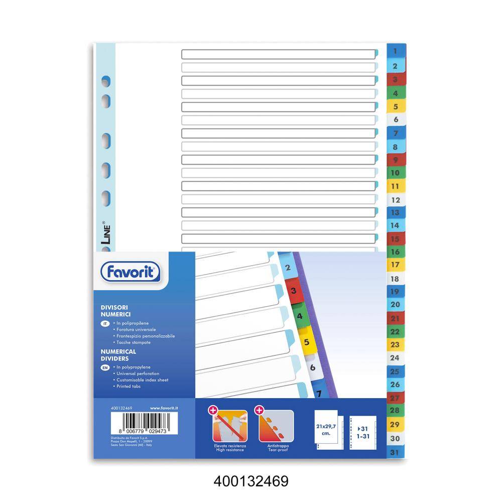 Separatori Numerici Favorit - A4 - 12 Tasti - 400132468 (Multicolore)-1