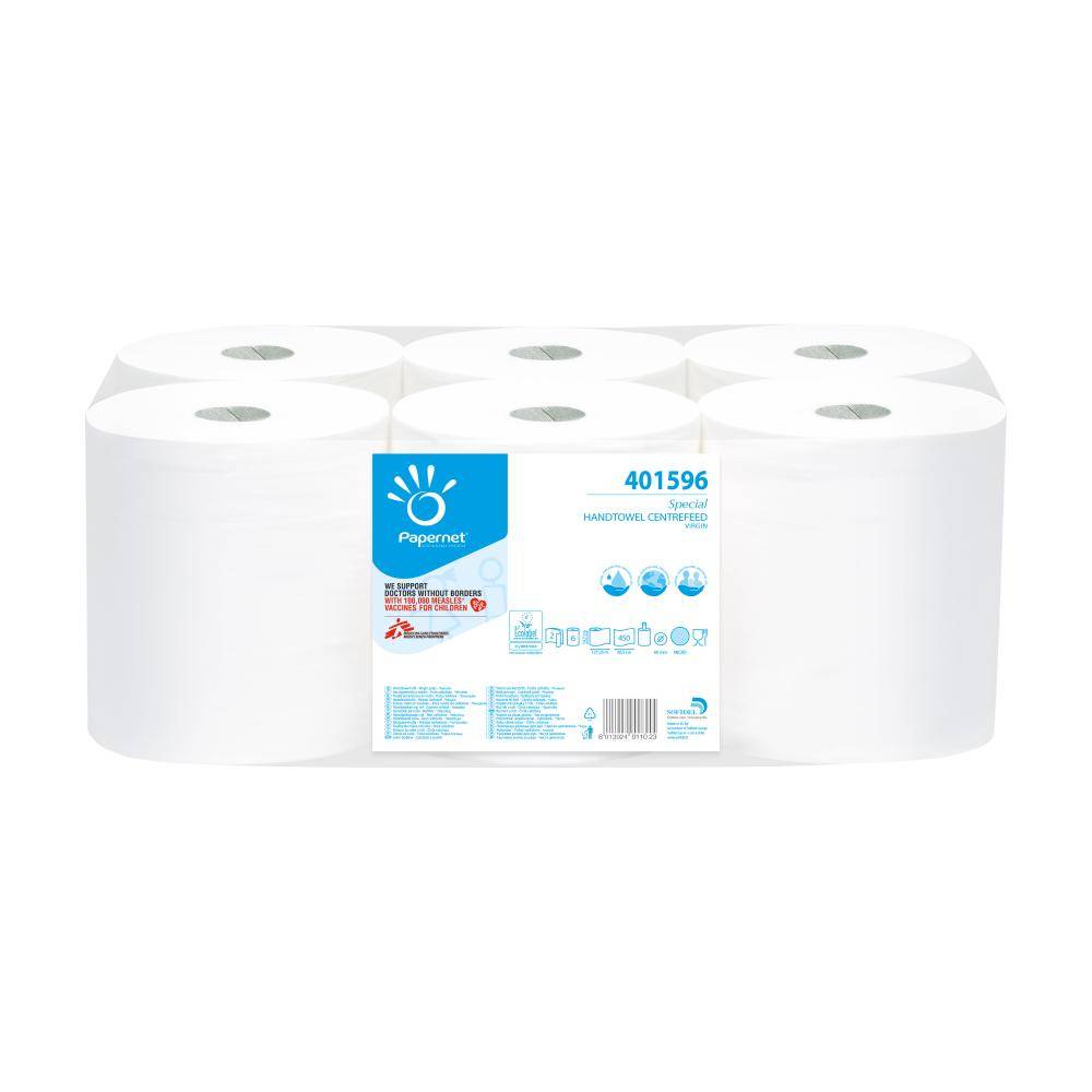 Rotolo Asciugamano Papernet - 2 Veli - 450 Strappi - 401596 (Bianco Conf. 6)-2