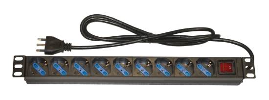 MULTIPRESA LINK DA RACK 19" 9 PRESE UNIVERSALI CON INTERRUTTORE SPINA ITALIANA 16A-1