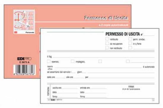 Blocco Permessi di Uscita Edipro - 17x9,9 cm - 50 Pagine - E5673A-1