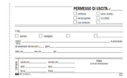 Blocco Permessi di Uscita Edipro - 17x9,9 cm - 50 Pagine - E5673A-2