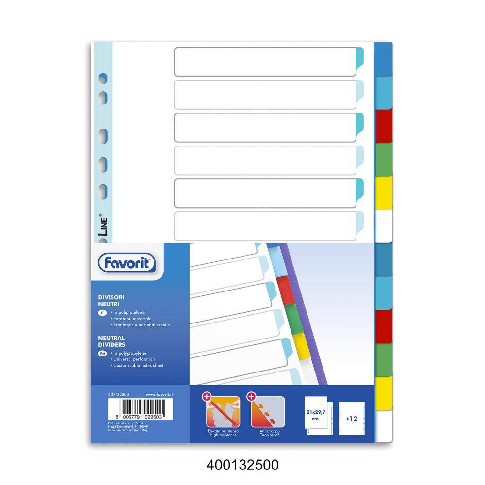 Separatori Neutri Favorit - A4 - 12 Tasti - 400132500 (Multicolore)-1