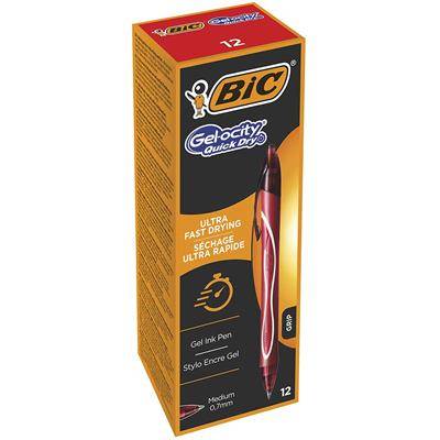 BIC Gel-ocity Quick Dry Rosso Penna a sfera retrattile a clip Medio 12 pz-2