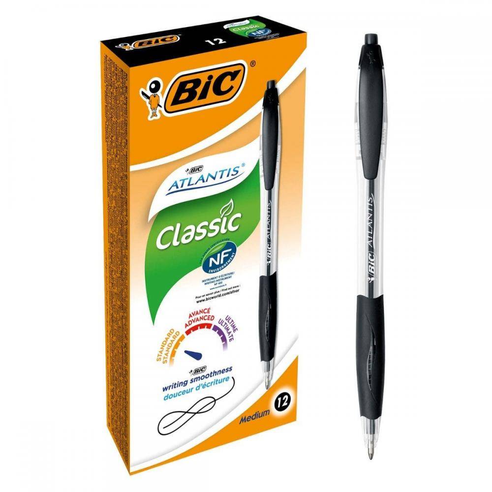 Bic Atlantis Classic Retractile Boligraph - Punta da 1 mm - Corpo trasparente con presa - colore nero-1