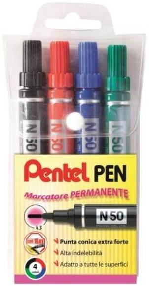 Marcatore Permanente N50 Pentel - Punta Tonda - 4,3 mm - 0050503 (Assortiti Conf. 4)-1