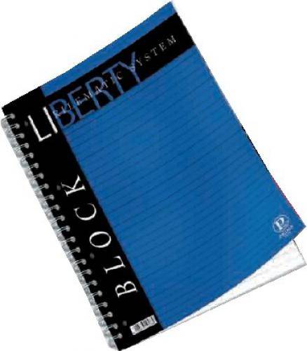 Blocco Spiralato Liberty Pigna - A4 - 1 Rigo senza Margini - 80 Fogli - 01016511R (Blu Conf. 5)-1