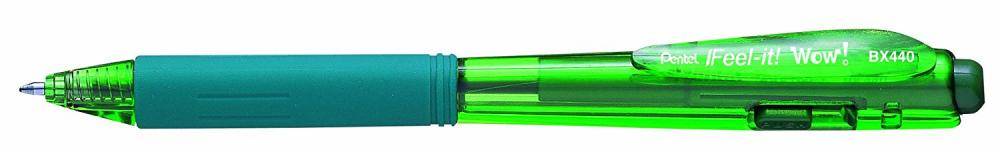 Pentel Feel-it! WOW! Verde Penna a sfera retrattile a clip 12 pz-0