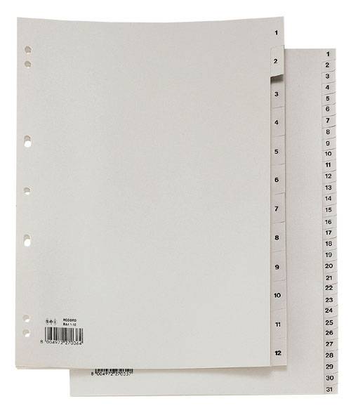 Separatori Numerici Record in PPL Sei Rota - A4 - 12 Tasti - 581201 (Grigio)-0