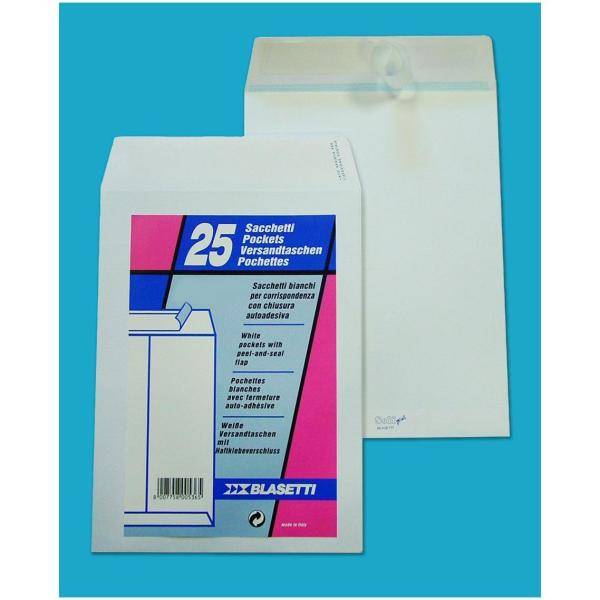 Busta a Sacco Blasetti - con Strip - 19x26 cm - 80 g - 562 (Bianco Conf. 100)-2