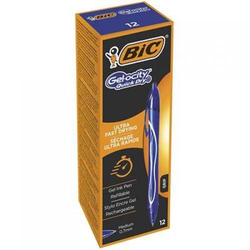 BIC Gel-ocity Quick Dry Blu Penna a sfera retrattile a clip Medio 12 pz-1