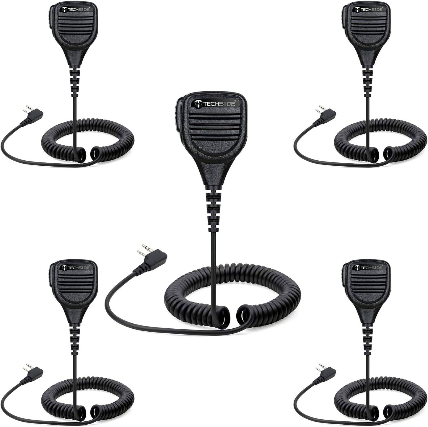 TechSide TSMIC5 Microfono Altoparlante Spalla Impermeabile 2 Pin Kenwood + Jack 3,5 + Clip Girevole Radio G7 G8 G9 pro-0