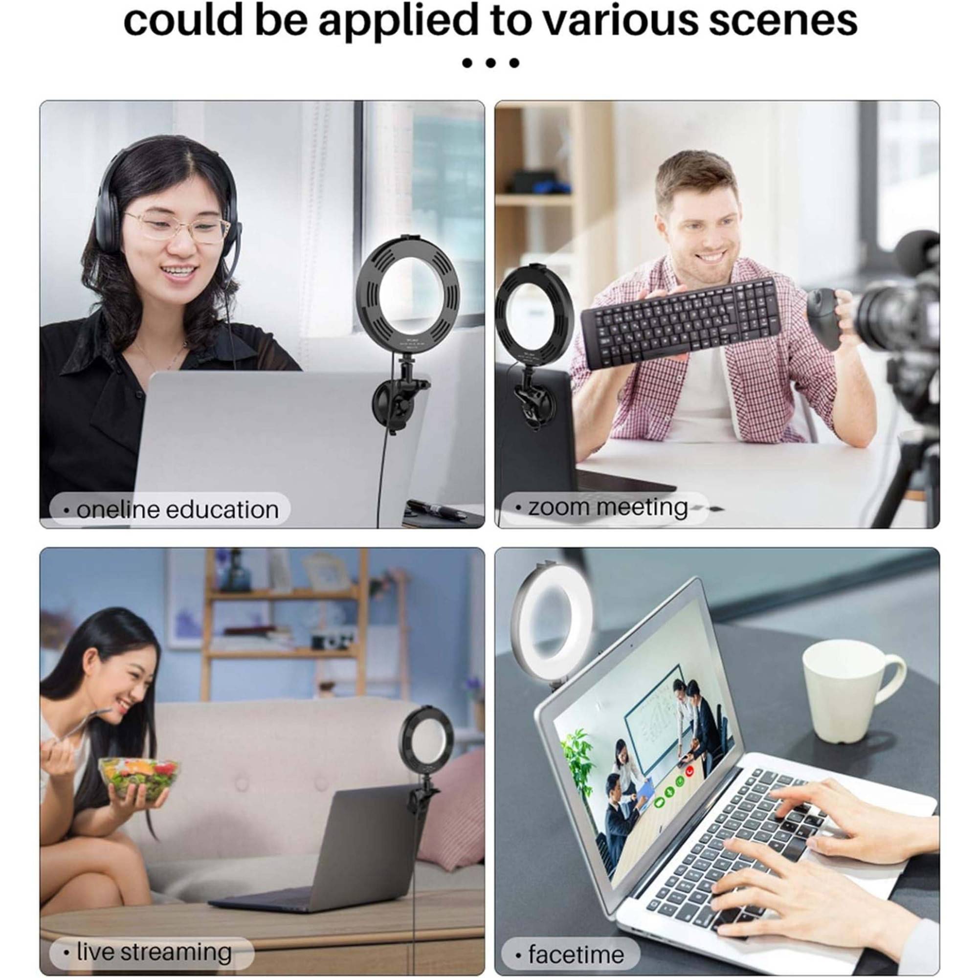 Kit Illuminazione Video Ring Light Usb Live Streaming Con Treppiede E Supporto A Ventosa-2
