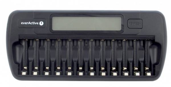 Everactive NC-1200-Microprocessor Caricatore NIMH controllato con display LCD per batteria 1-12 AA/AAA (NC-1200)