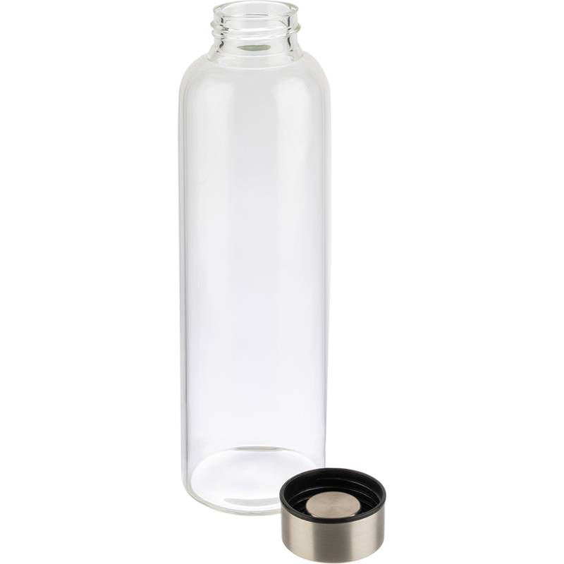 APS Trinkflasche, aus Glas, 0,55 Liter, transparent Behälter aus Glas, Schraubverschluss aus 18/8 Edelstahl, - 1 Stück (-0