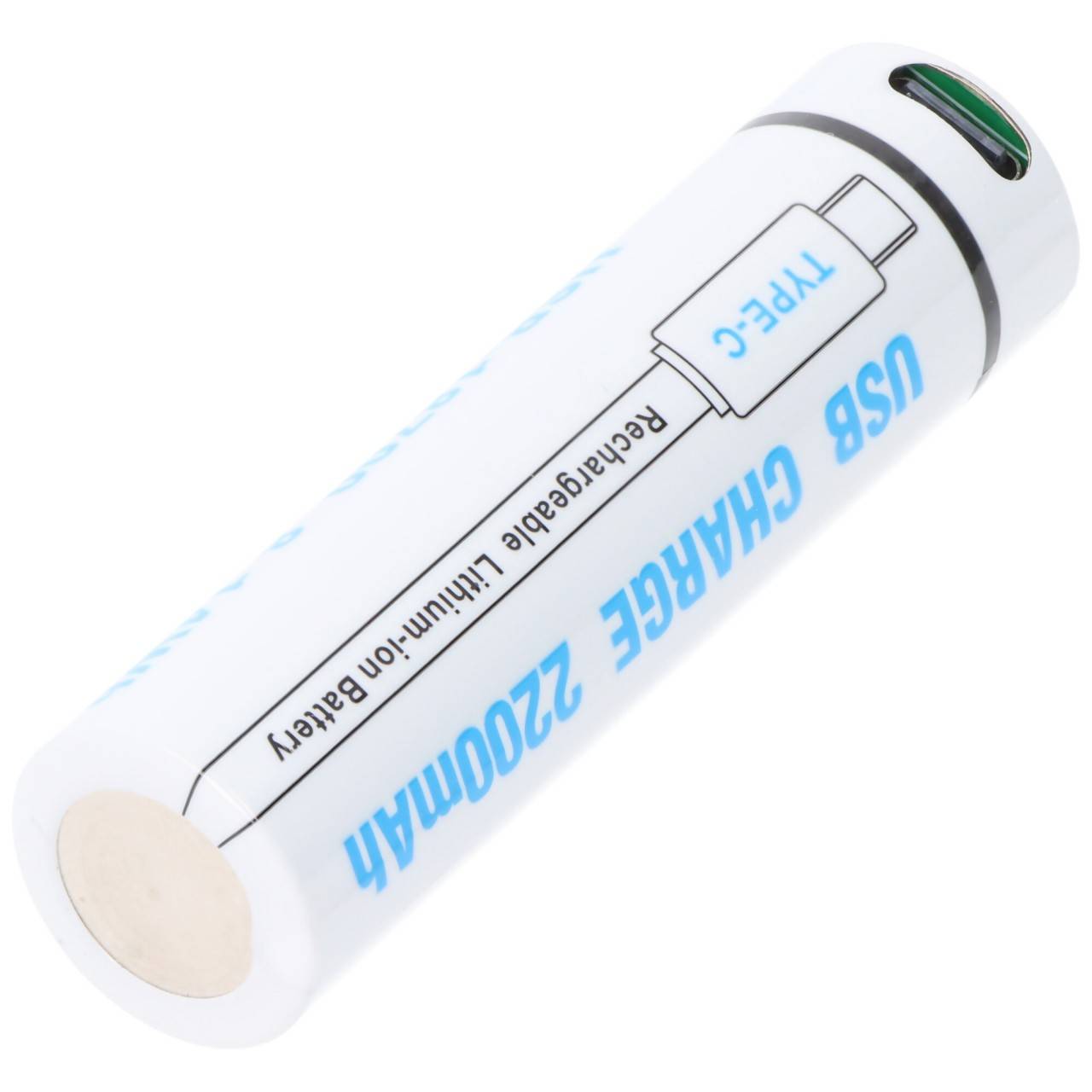 Cella rotonda 18650, ioni di litio, 3,7 V, 2200 mAh, 8,1 Wh, con porta di ricarica USB-C-3