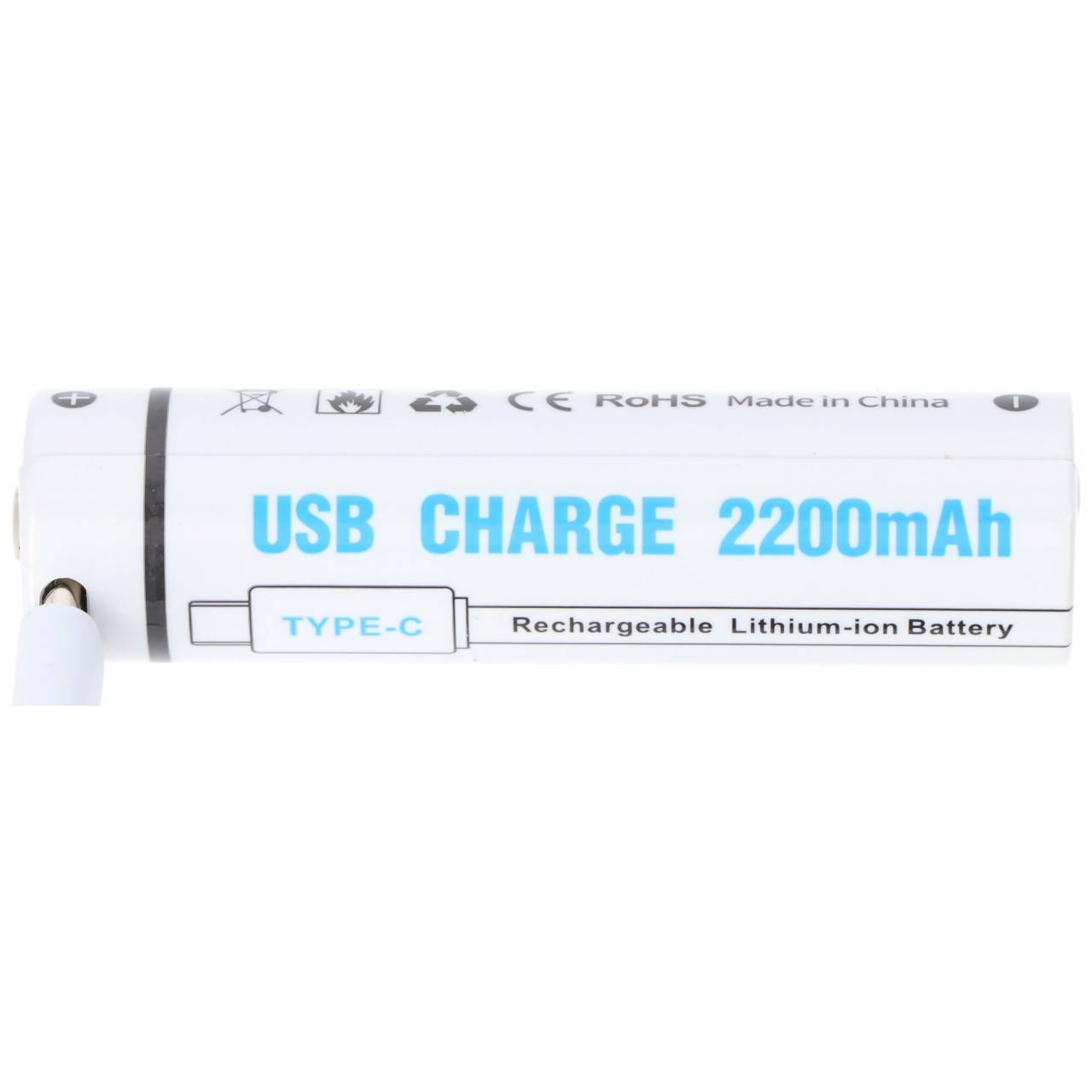 Cella rotonda 18650, ioni di litio, 3,7 V, 2200 mAh, 8,1 Wh, con porta di ricarica USB-C-4