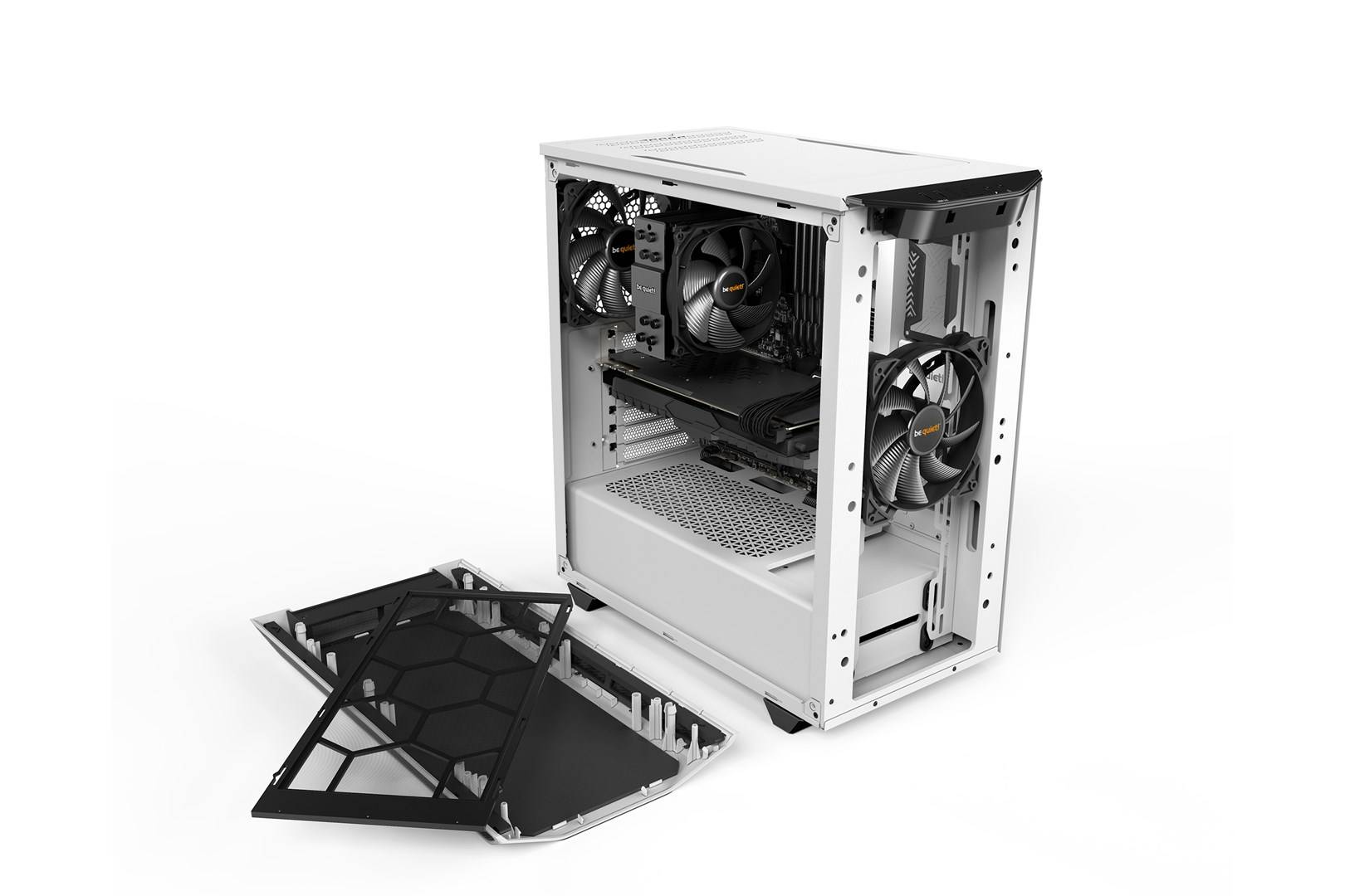 BeQuiet Pure Base 500 Midi-Tower PC Case, PC Case da gioco Bianco 2 ventole pre-montate, filtro per la polvere, isolato-10