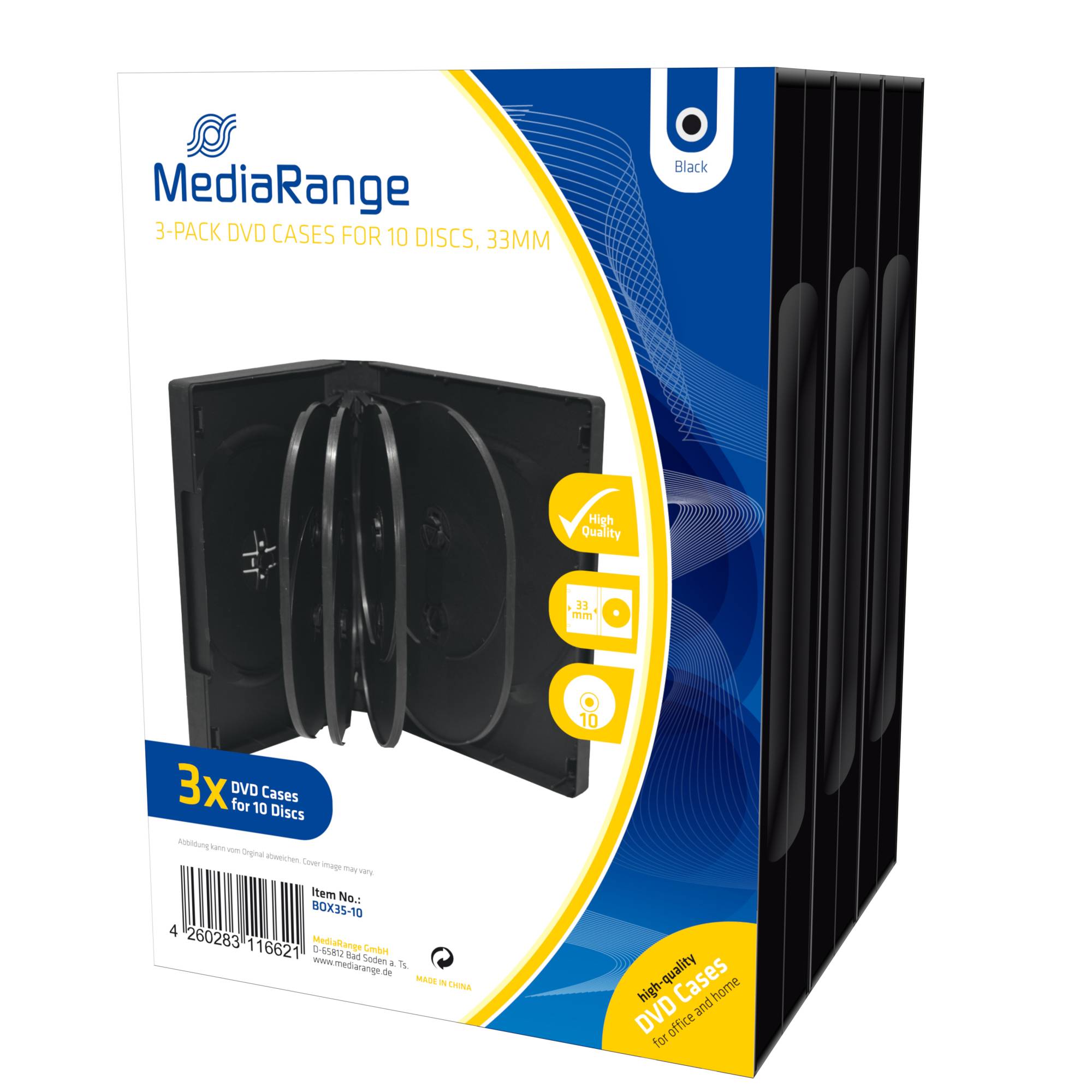 MediaRange BOX35-10 custodia CD/DVD Scatola con DVD 10 dischi Nero (BOX35-10)-1
