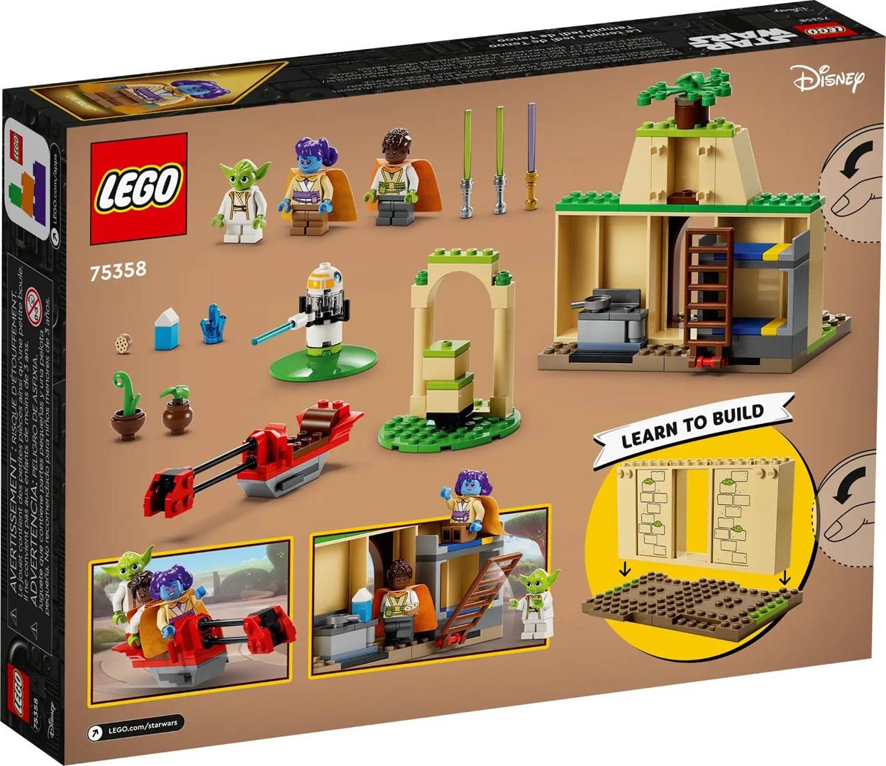 Lego star wars 75358 tempio jedi su tenoo con maestro yoda, spade laser giocattolo, droide e speeder bike, giochi per b-1