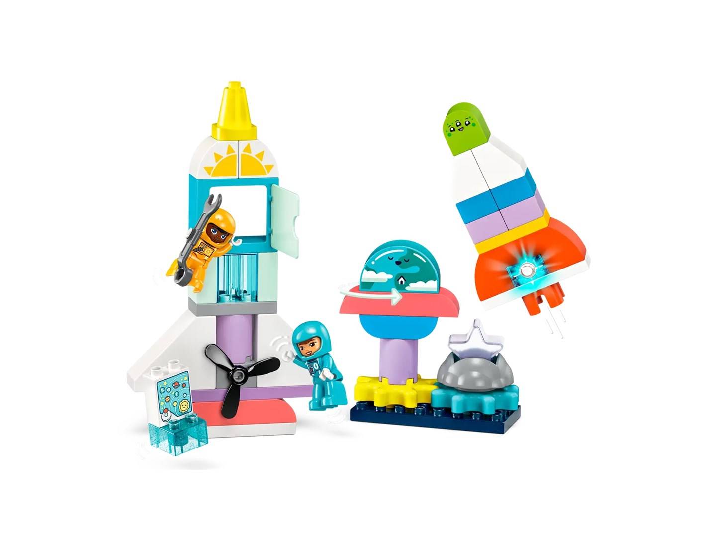 Lego duplo 10422 avventura dello space shuttle 3 in 1, astronave giocattolo didattica, gioco educativo per bambini di 3-5