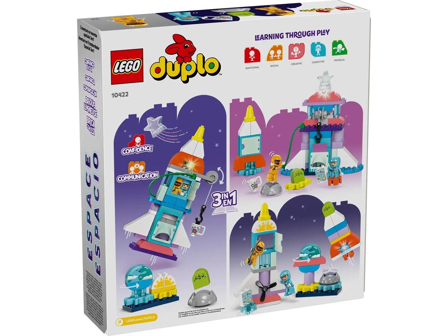 Lego duplo 10422 avventura dello space shuttle 3 in 1, astronave giocattolo didattica, gioco educativo per bambini di 3-2