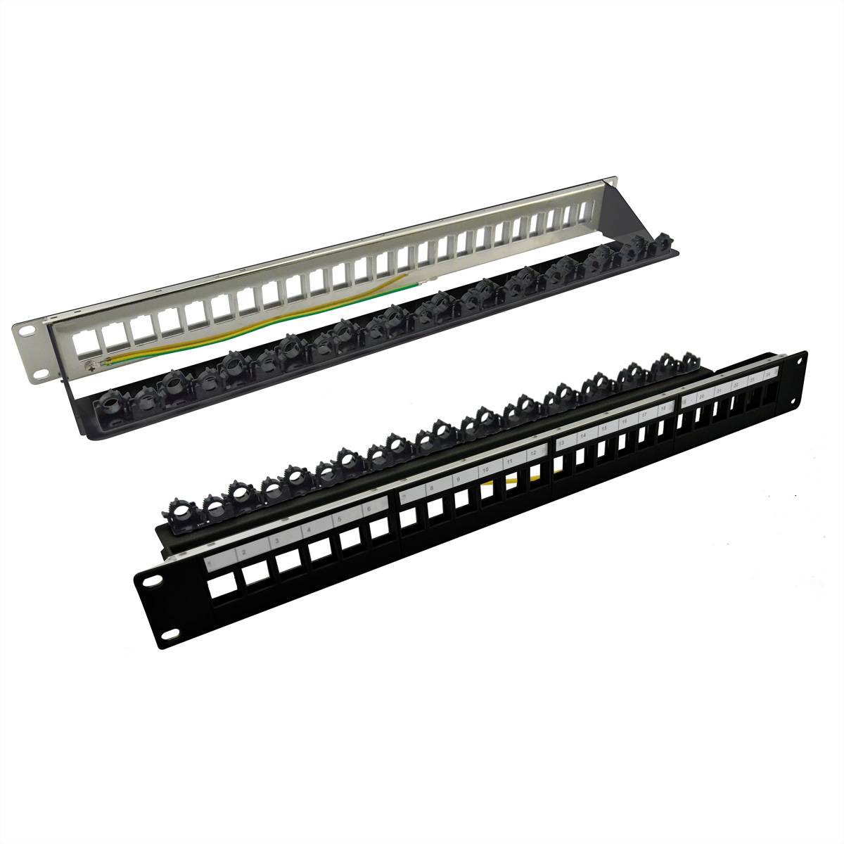 Rack per moduli keystone ROLINE 19", vuoto, 24P. schermato, fissaggio a clip, nero-0