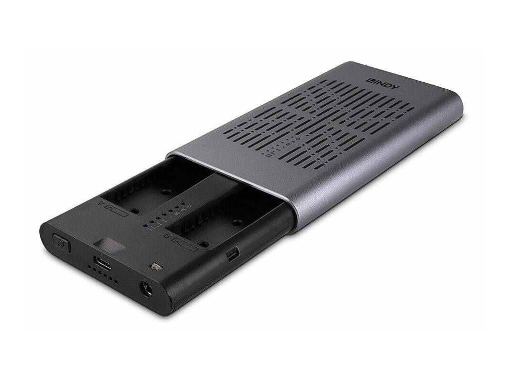 Lindy 43382 contenitore di unità di archiviazione Box esterno SSD Argento M.2 (USB 3.2 Gen 2x2 Dual M.2 NVMe)-2