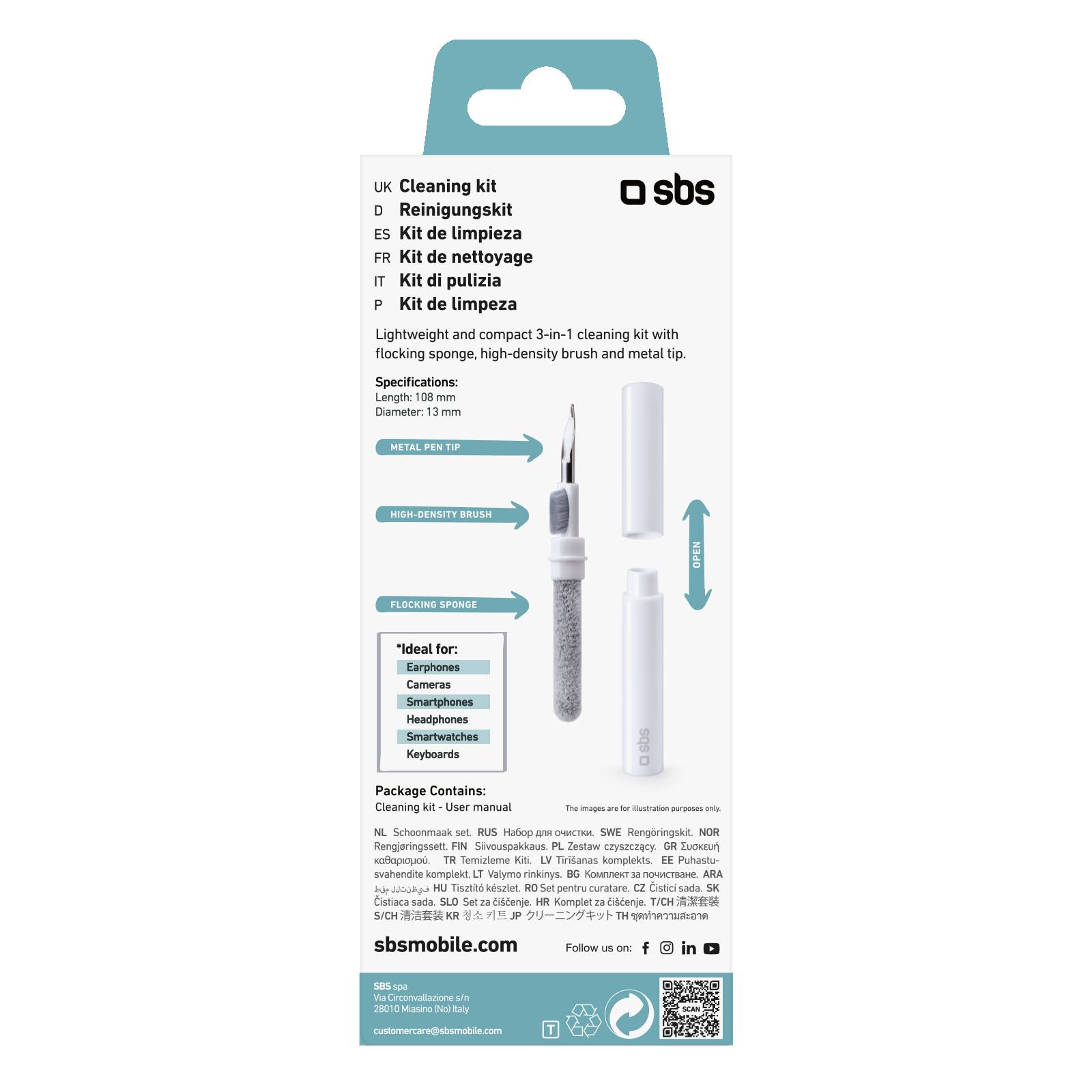 Kit di pulizia 3 in 1 per auricolari con punta in metallo, spazzola e piumino-2