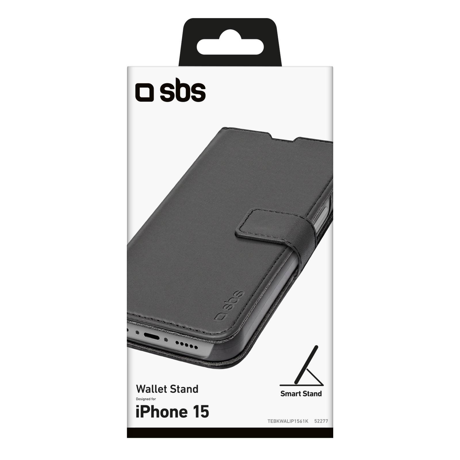 Custodia Book Wallet con funzione stand per iPhone 15-1