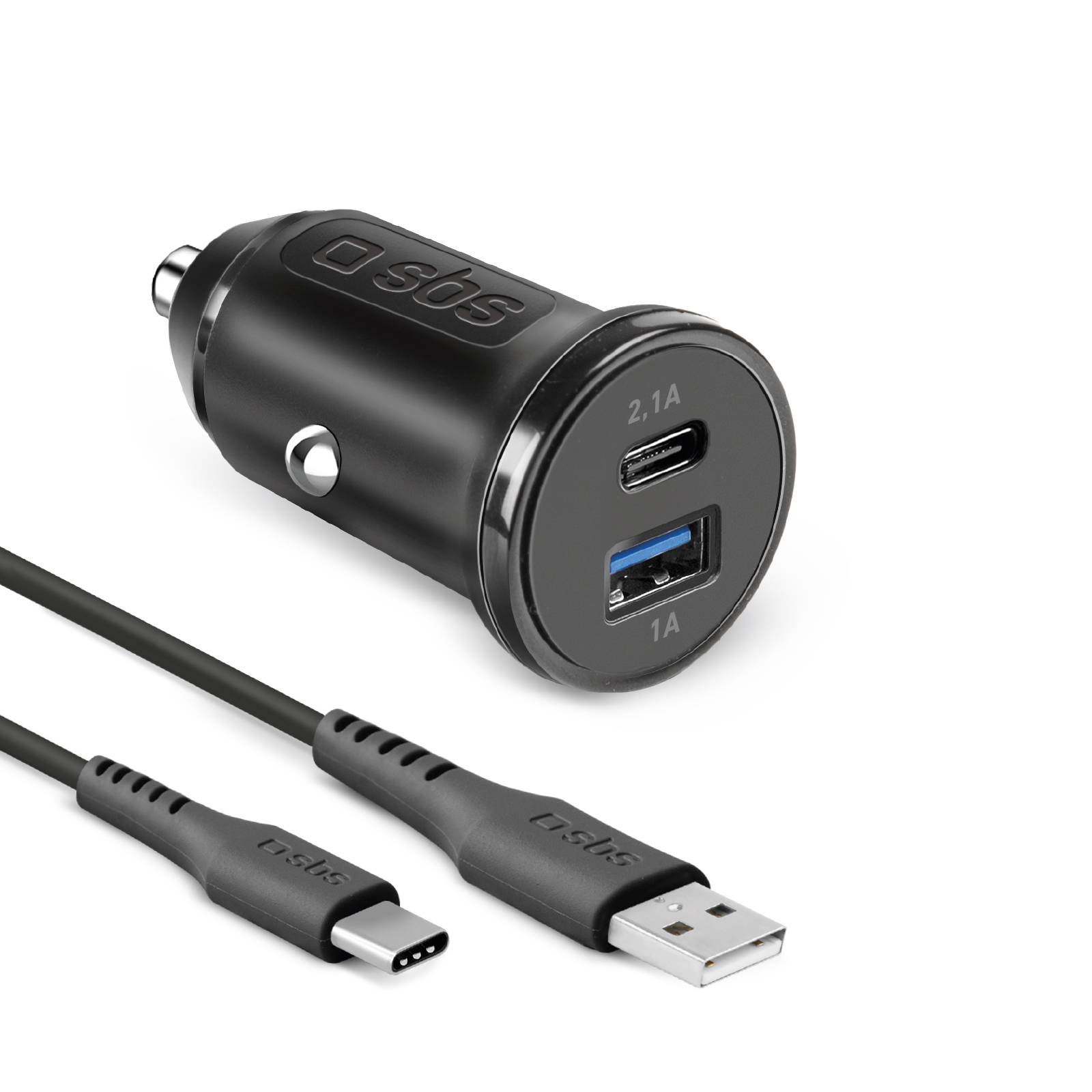 Kit caricatore auto 10 Watt - due porte USB e cavo USB e USB-C incluso-0
