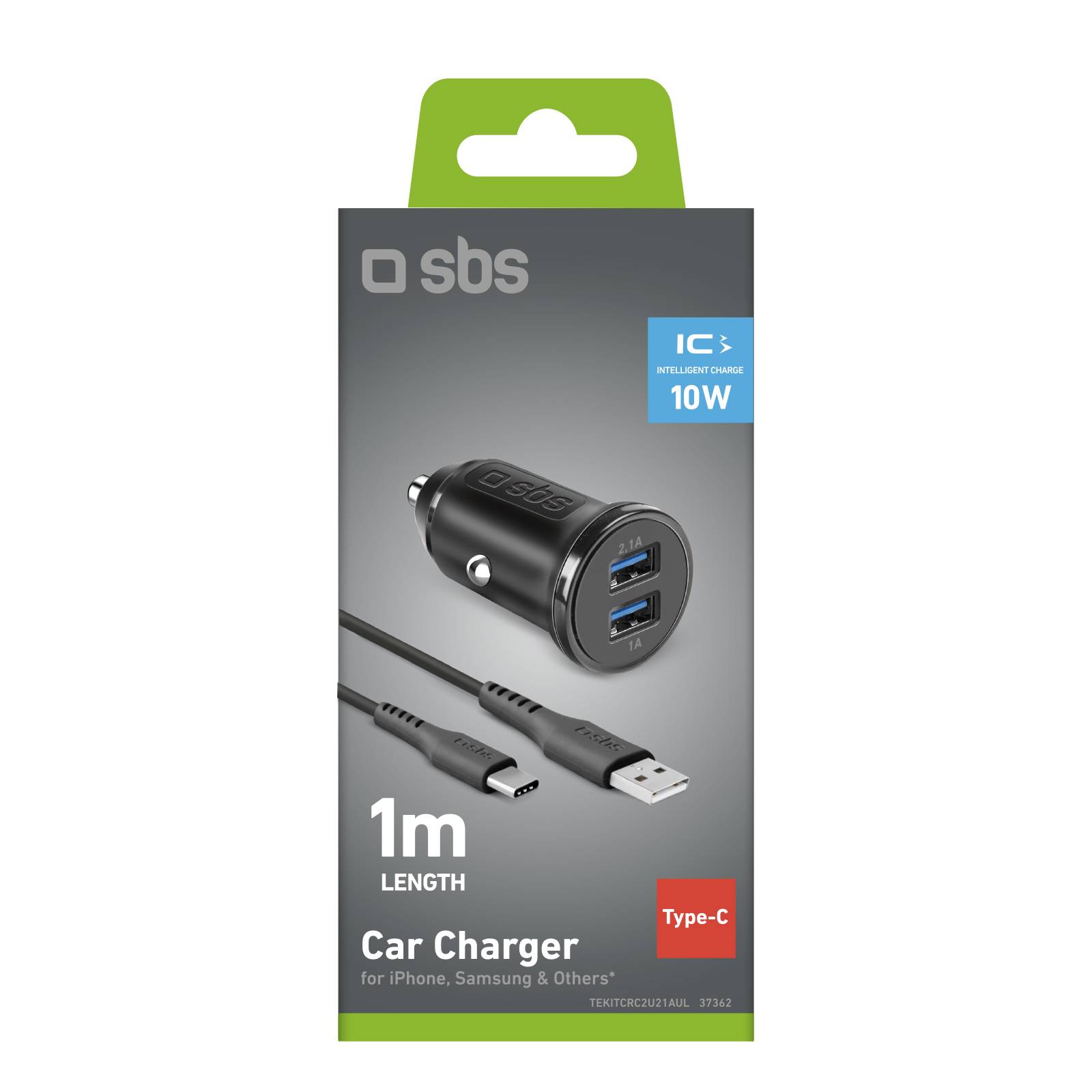 Kit caricatore auto 10 Watt - due porte USB e cavo USB e USB-C incluso-1
