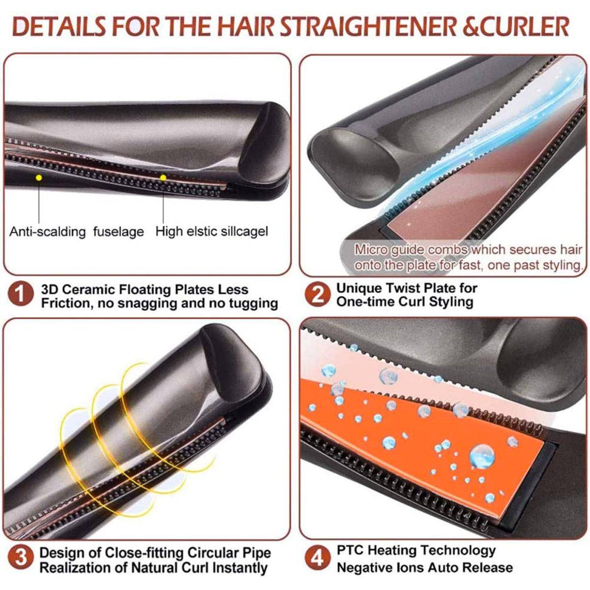 Piastra Per Capelli Arricciacapelli Ricci Mossi Ondulati Lisciante 2 In 1-4