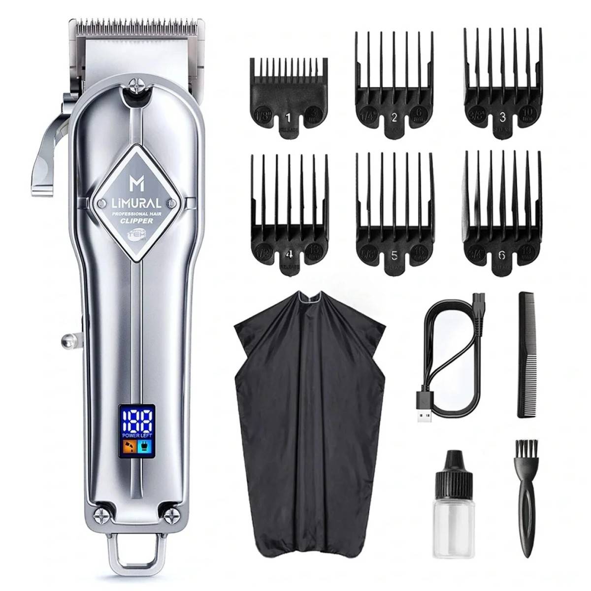 Tagliacapelli Elettrico Limural Professionale Uomo Ricaricabile Kit Acciaio Inox-0