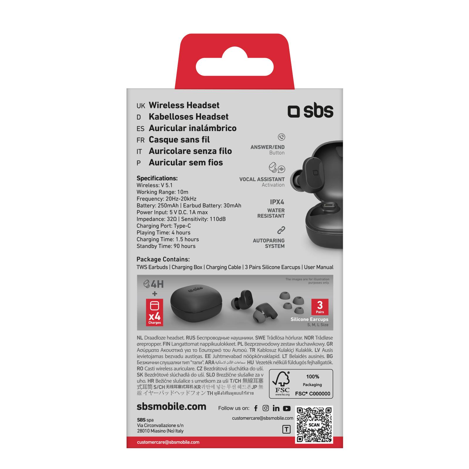 Auricolari TWS Water resistant IPX4, basetta di ricarica, assistente vocale-2