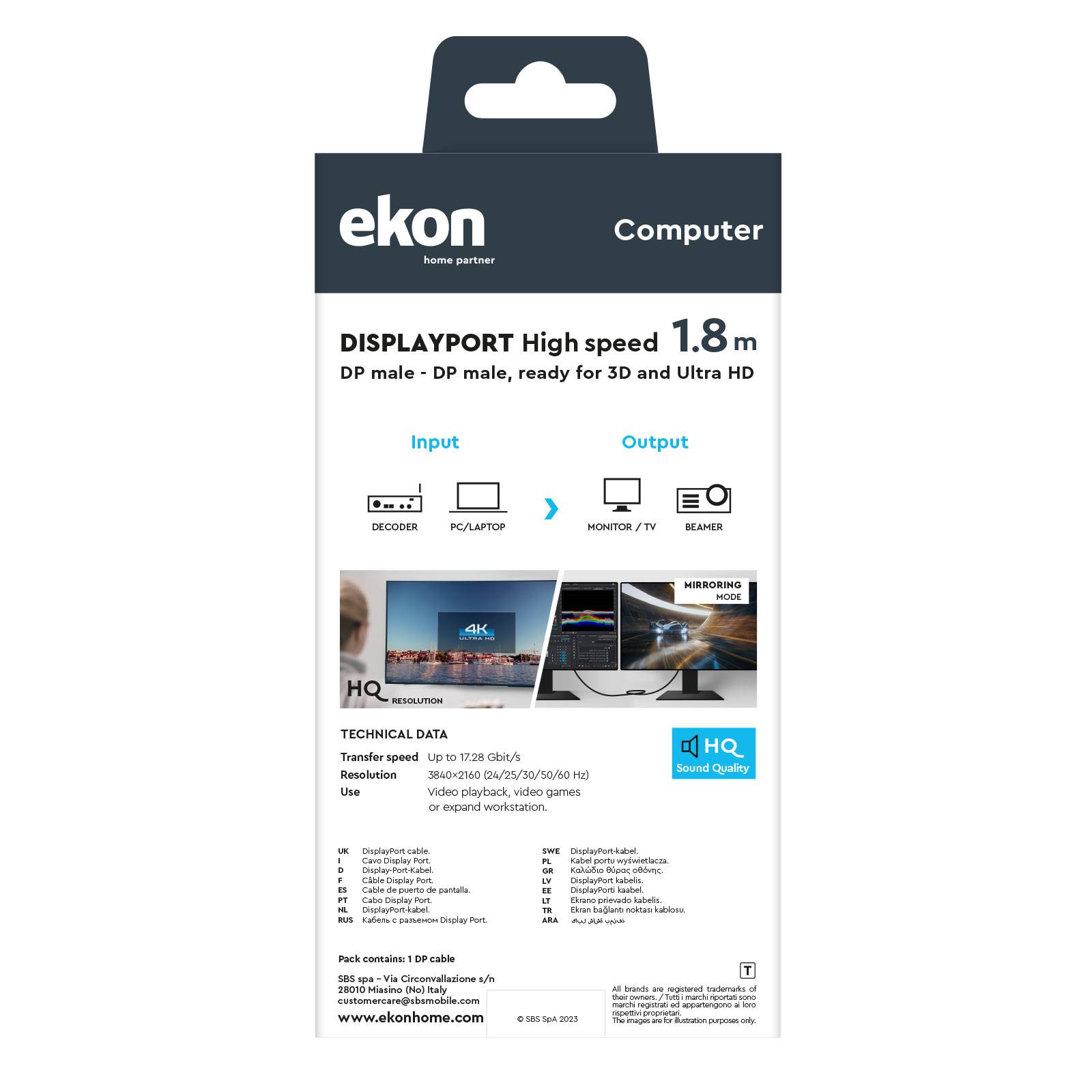 Cavo con 2 DisplayPort maschio-maschio-2