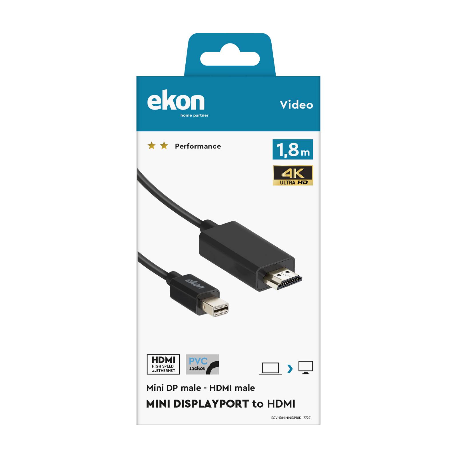 Cavo HDMI V1.4 con Ethernet a mini display port-1